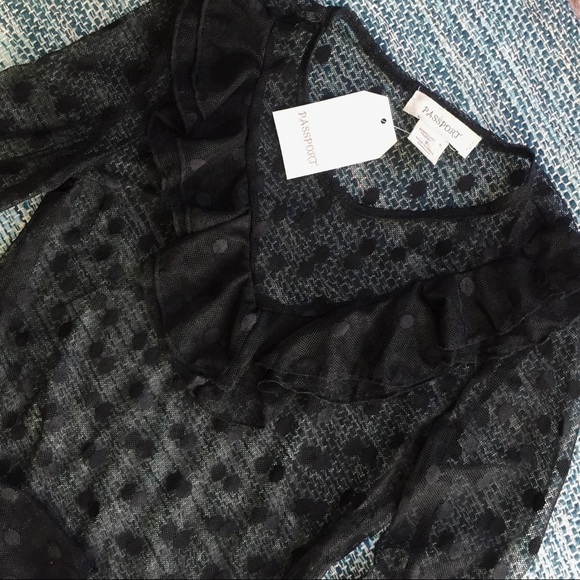 🌻SOLD🌻Polka Dot Mesh Ruffle Top - Picture 3 of 6